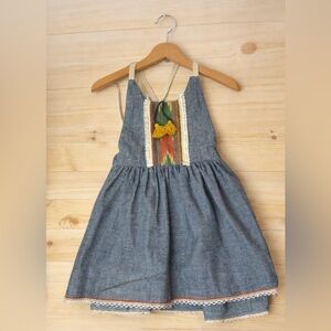 Brass Razoo Chambray Halter Dress. Handmade Designer Size 18/24. Great Condition
